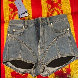 MUGLER Blue Paneled Spiral Denim